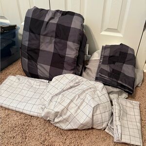 Plaid Black and Gray Bedding Set twin XL
